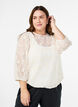 Blouse en dentelle avec manches 3/4, Vanille, Model image number 0