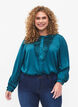 Satijnen overhemd blouse met ruches, Shaded Spruce, Model image number 0