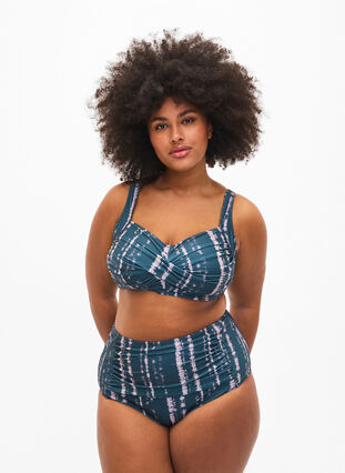 Bas de bikini taille extra haute avec imprimé, Tie Dye AOP, Model image number 0