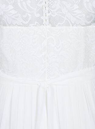 Robe de mariée sans manches avec dentelle et plissée, Star White, Packshot image number 3