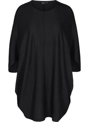 Effen jurk met structuur, Black, Packshot image number 0