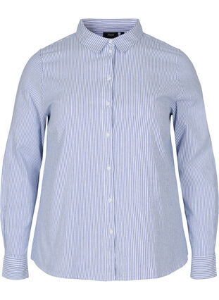 Chemise à manches longues en coton, Blue Striped, Packshot image number 0