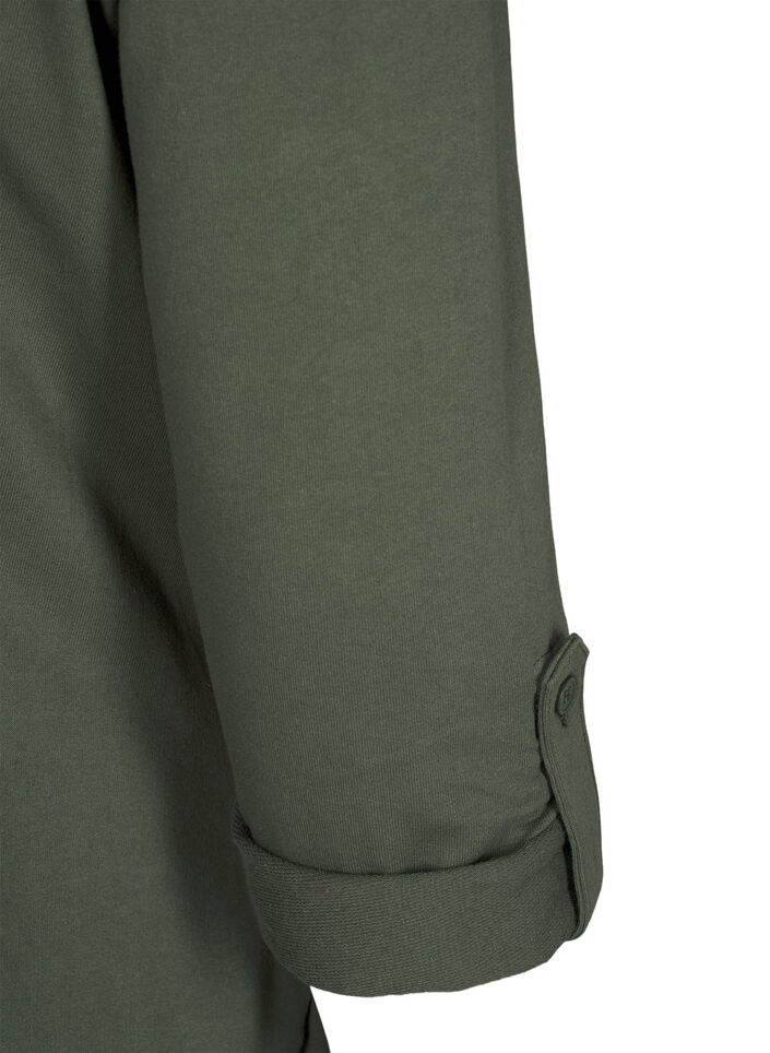 Robe ballon en coton avec poches, Vert, Packshot image number 3