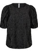 Blouse jacquard avec d&eacute;tails scintillants et manches bouffantes, Noir, Packshot image number 0