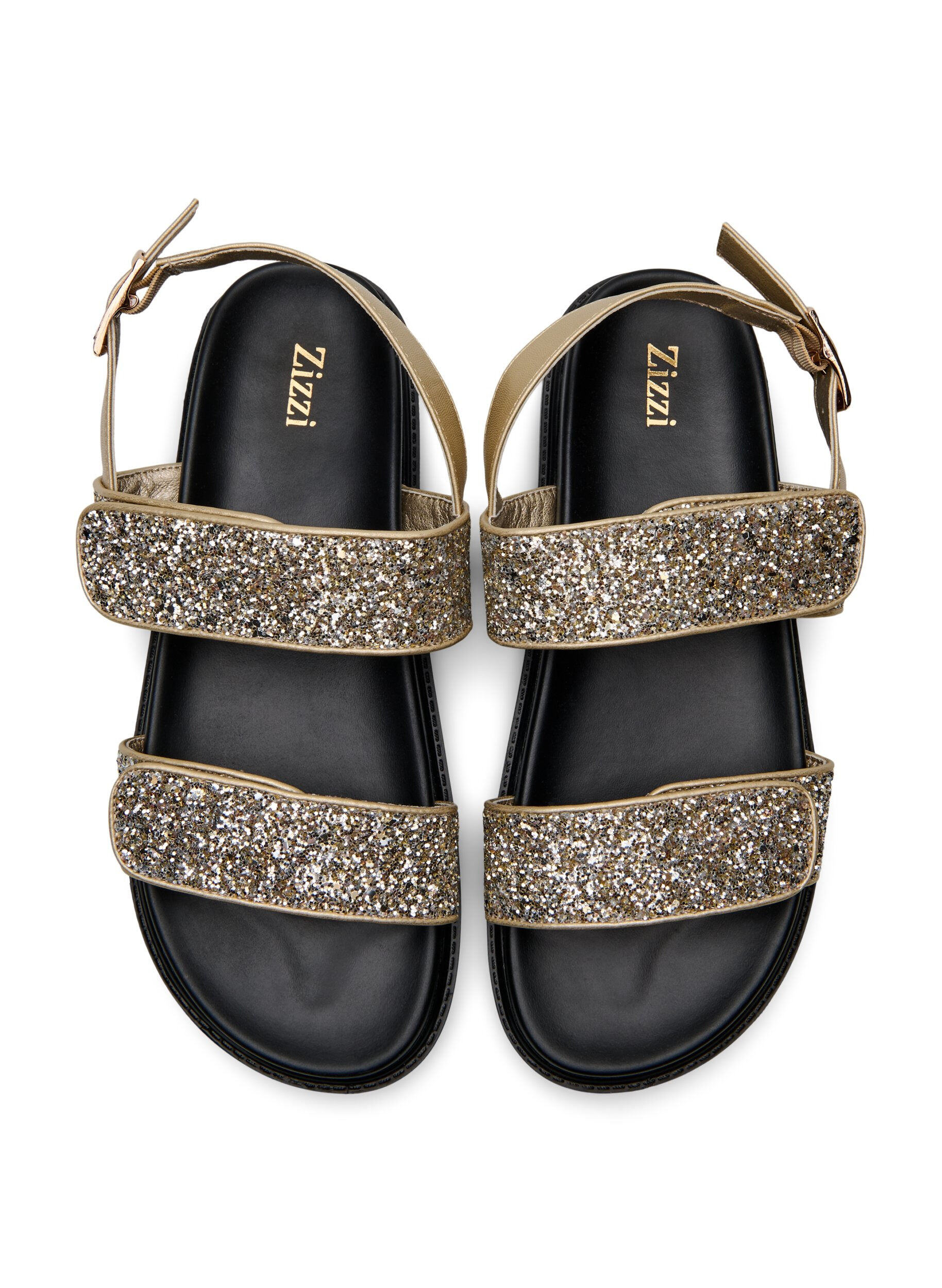 ZizziWide fit - Glitter sandaal met klittenbandsluiting, Goud, Packshot image number 2