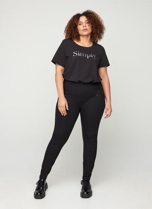 T-shirt à manches courtes avec imprimé, Black SIMPLY, Model image number 2