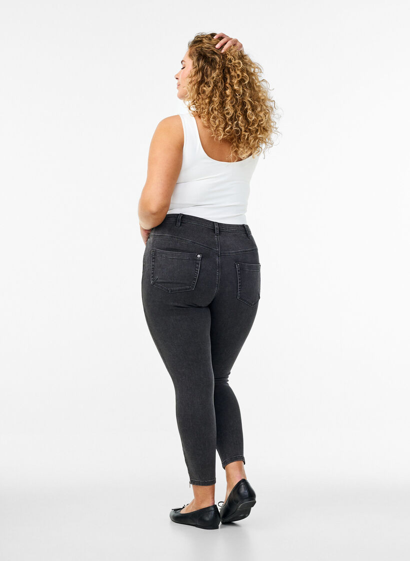 Cropped Amy jeans met rits, Grijs, Model image number 2