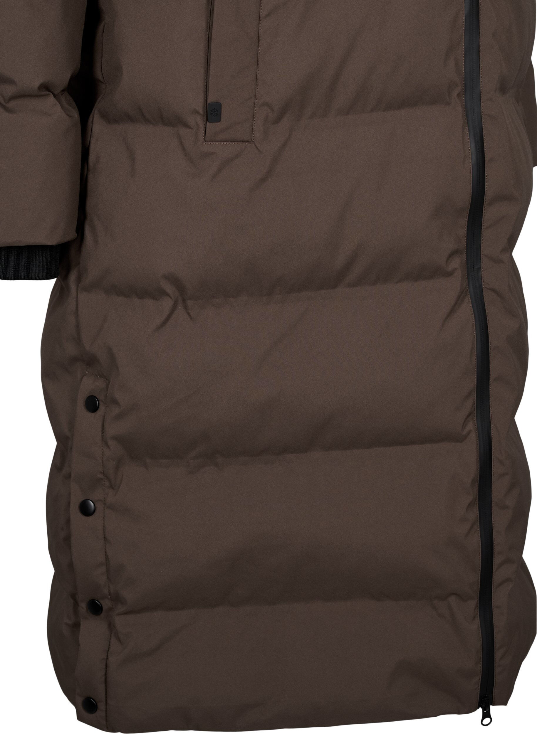 ZizziLange puffer winterjas met capuchon, Bruin, Packshot image number 3
