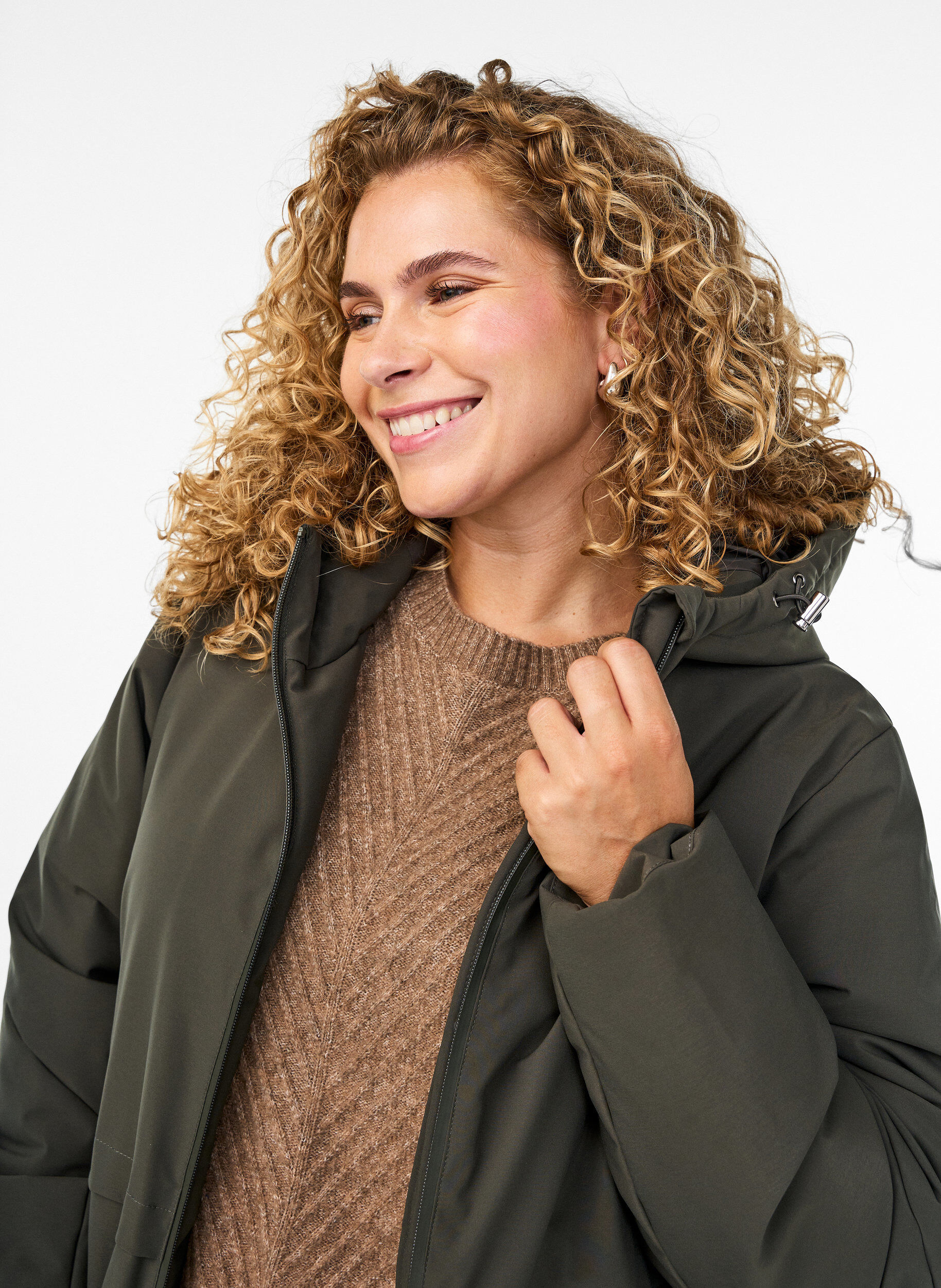 ZizziWinterjas met verstelbare taille, Groen, Model image number 3