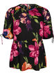 Blouse &agrave; imprim&eacute; floral et p&eacute;plum, Noir, Packshot image number 0