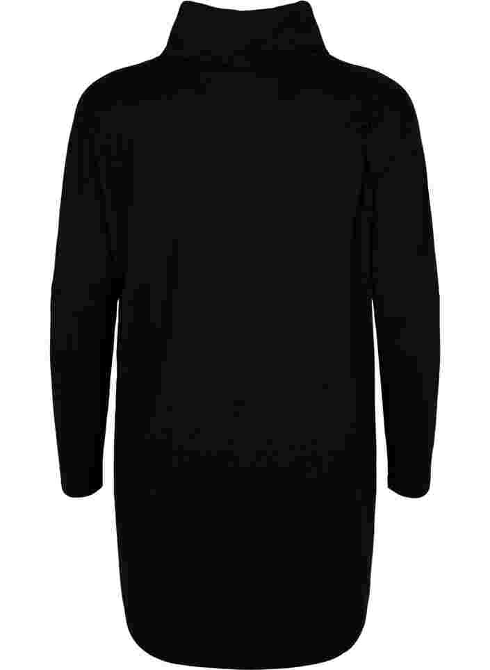 Tunique à manches longues et col montant, Black, Packshot image number 1