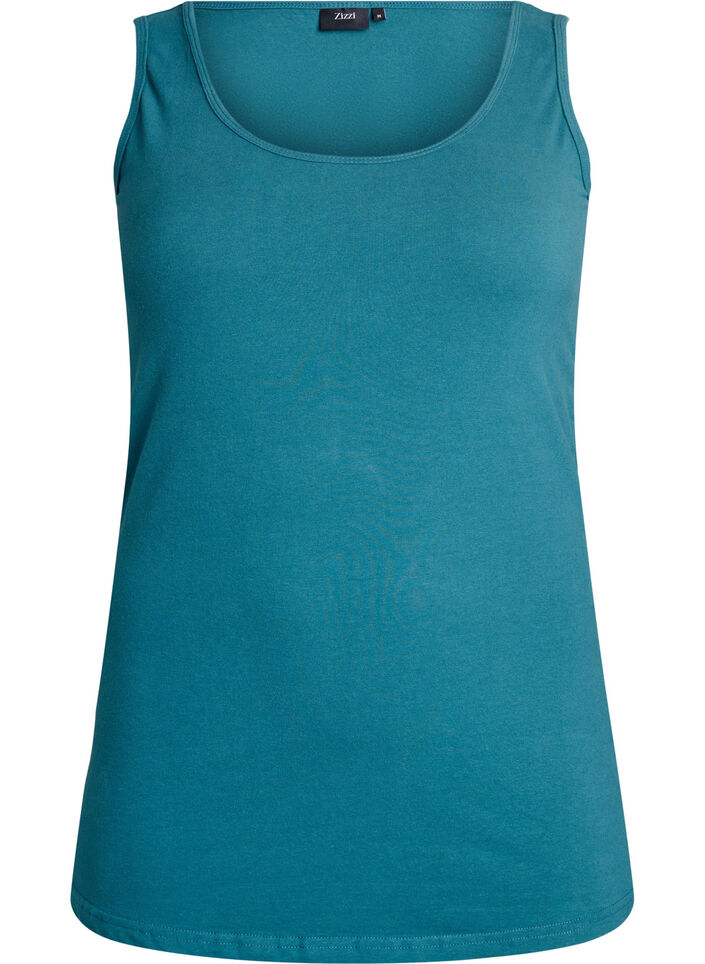 Effen gekleurd basic top in katoen, Groen, Packshot image number 0