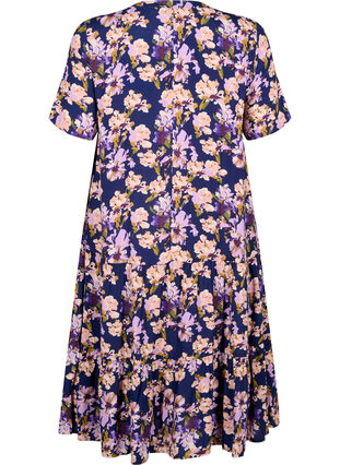 Viscose jurk met korte mouwen en print, Small Flower AOP, Packshot image number 1