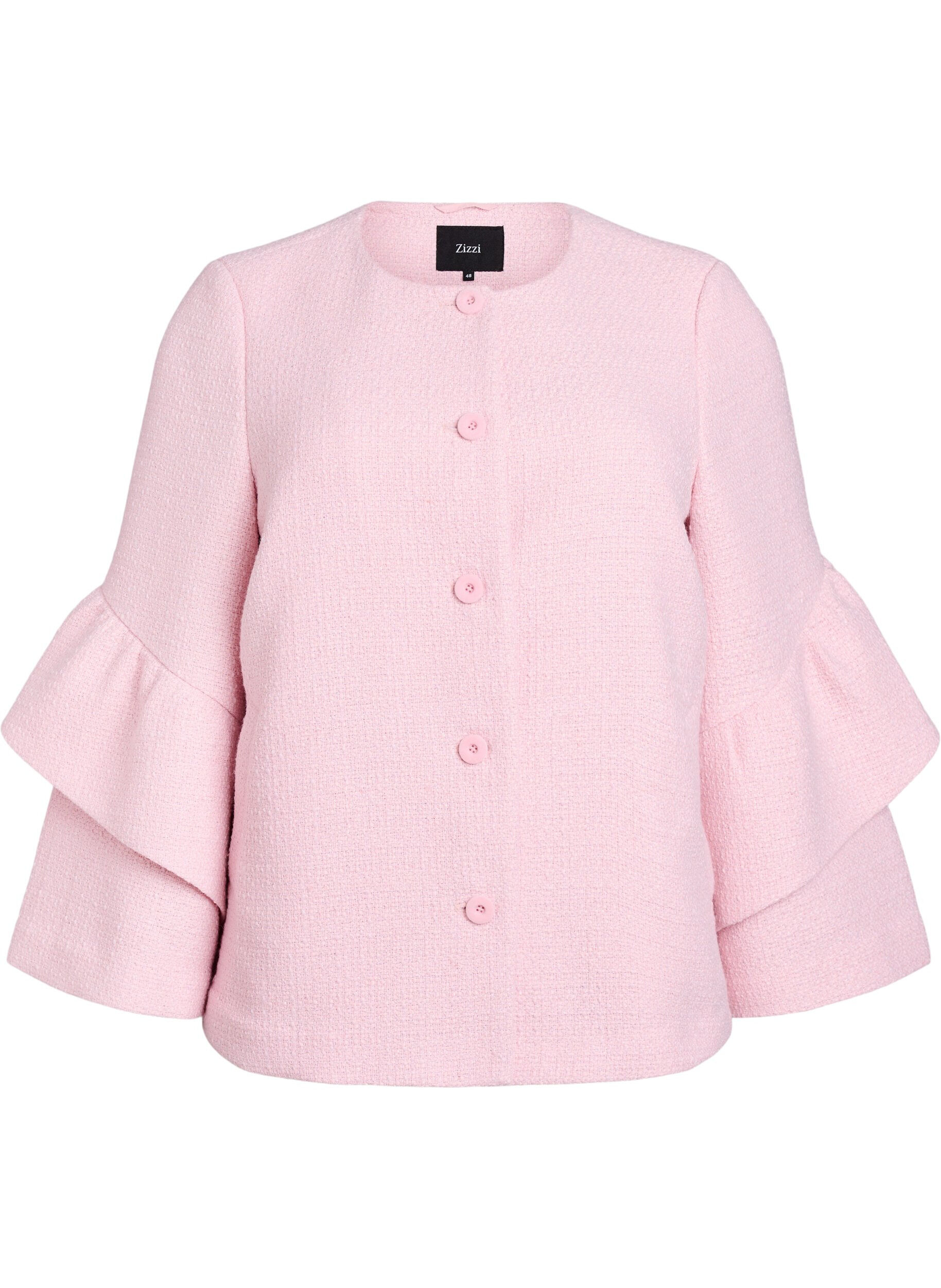 Zizzi Veste boucl&eacute;e avec volants, Rose, Packshot image number 0