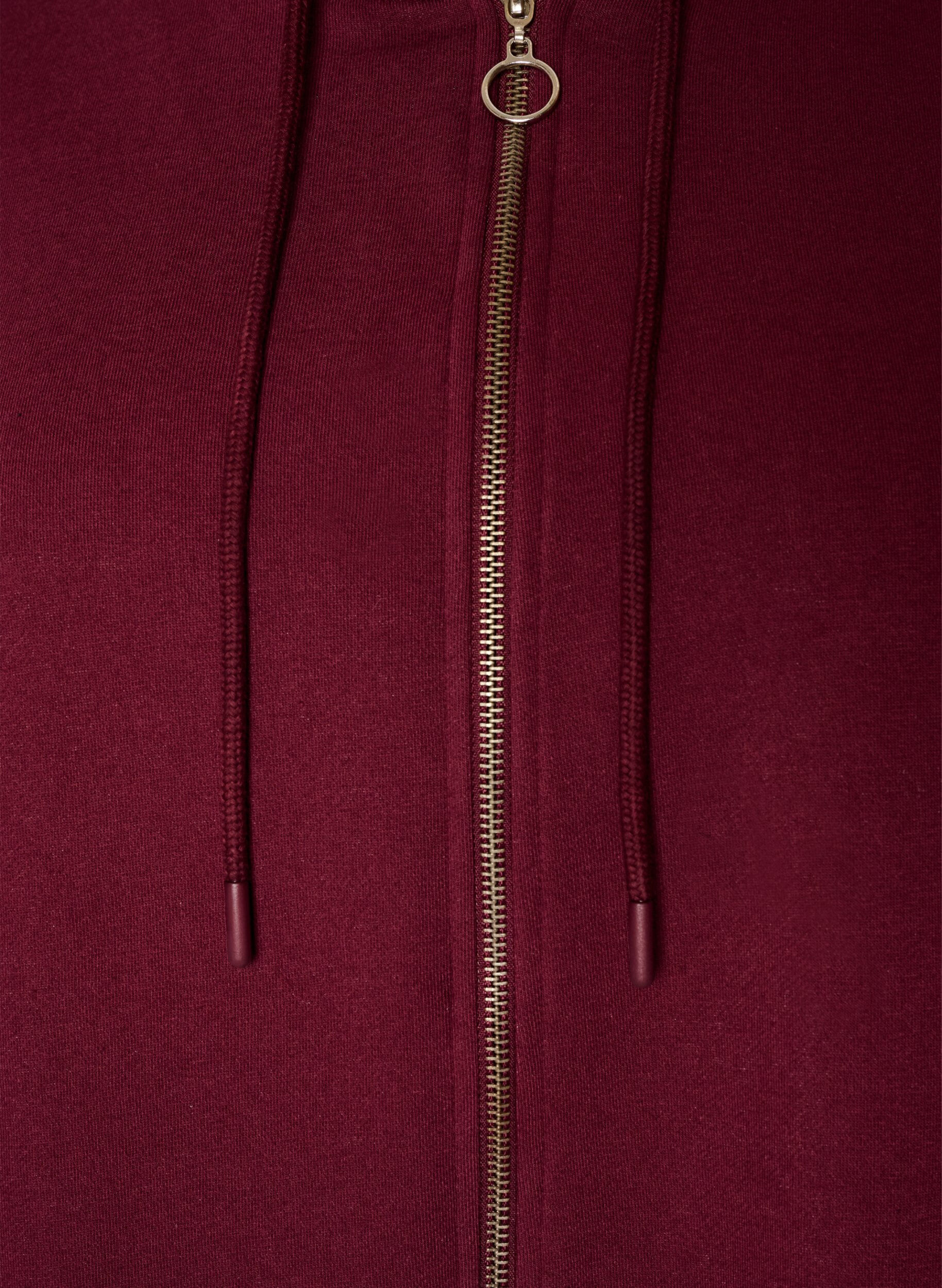 ZizziLang vest met capuchon en ritssluiting, Rood, Packshot image number 2