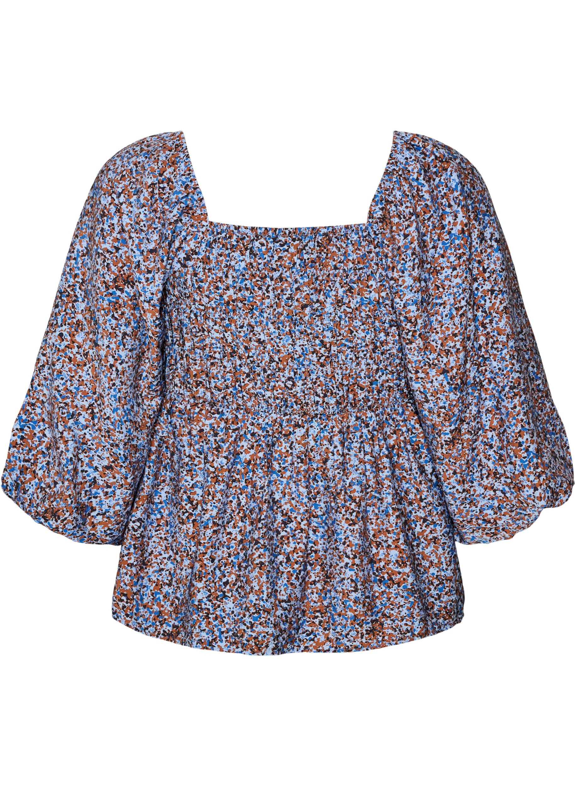 ZizziBlouse smock&eacute;e &agrave; encolure carr&eacute;e, Bleu Clair, Packshot image number 1