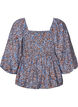 Blouse smock&eacute;e &agrave; encolure carr&eacute;e, Bleu Clair, Packshot image number 1