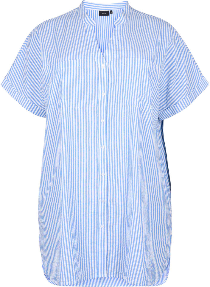 Chemise rayée avec poches de poitrine, Light Blue Stripe , Packshot image number 0