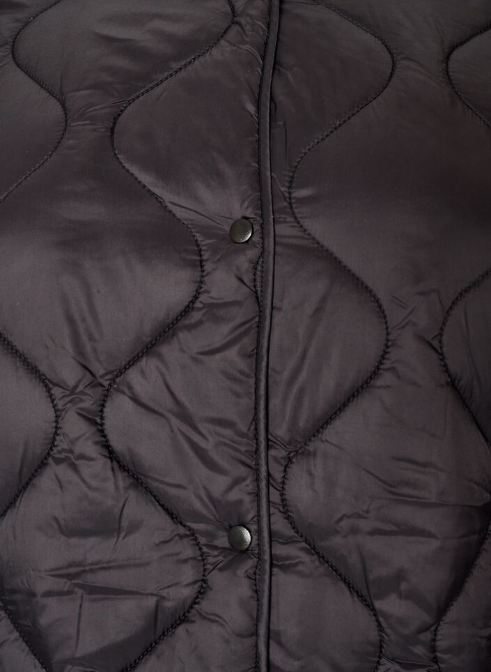 Veste matelass&eacute;e avec boutons-pression et col rond, Noir, Packshot image number 2