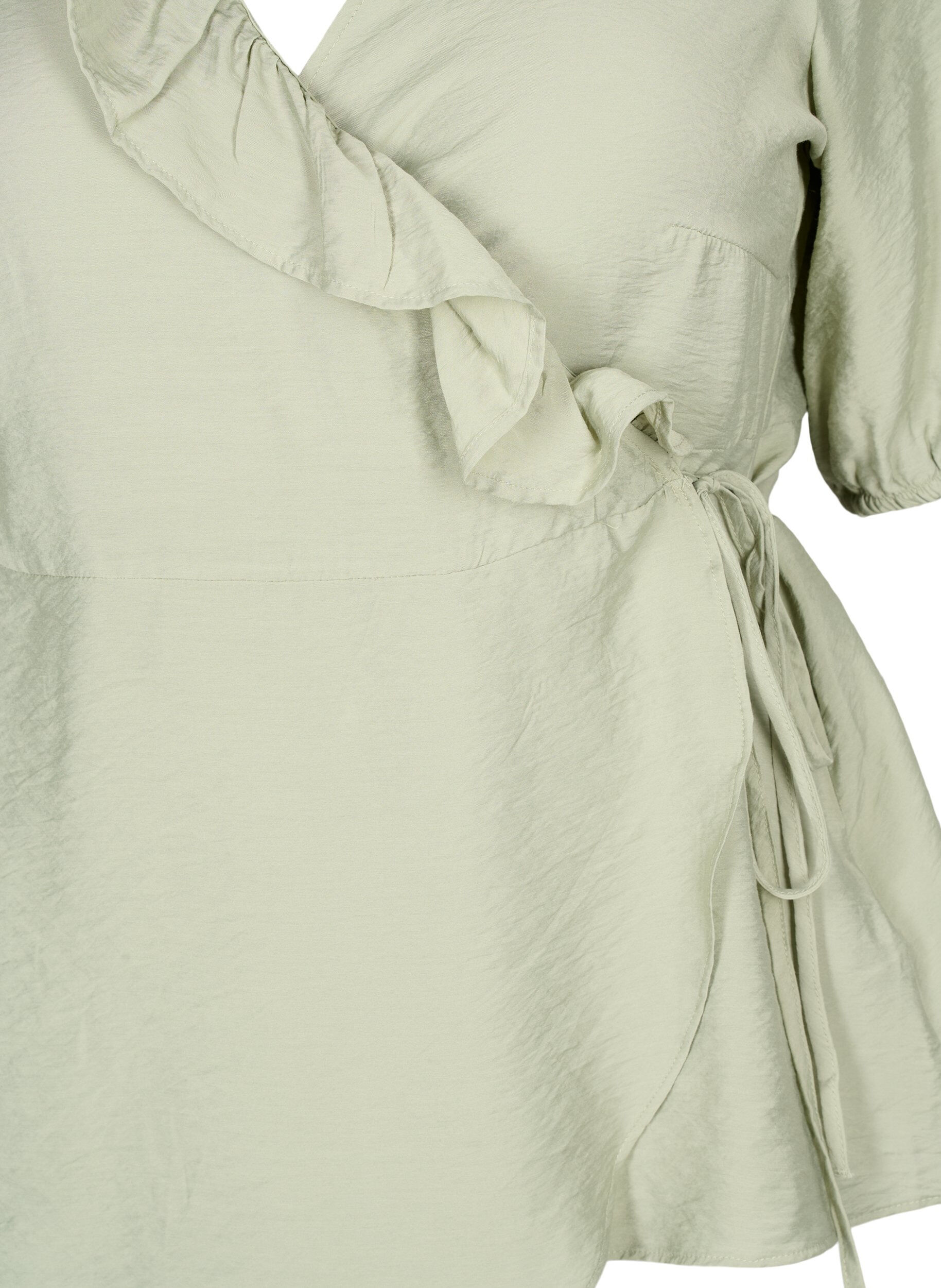 ZizziWikkelblouse van viscose met korte mouw, Seagrass , Packshot image number 2