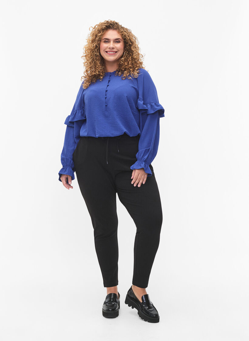 Blouse met ruches en knopen, Deep Ultramarine, Model image number 2