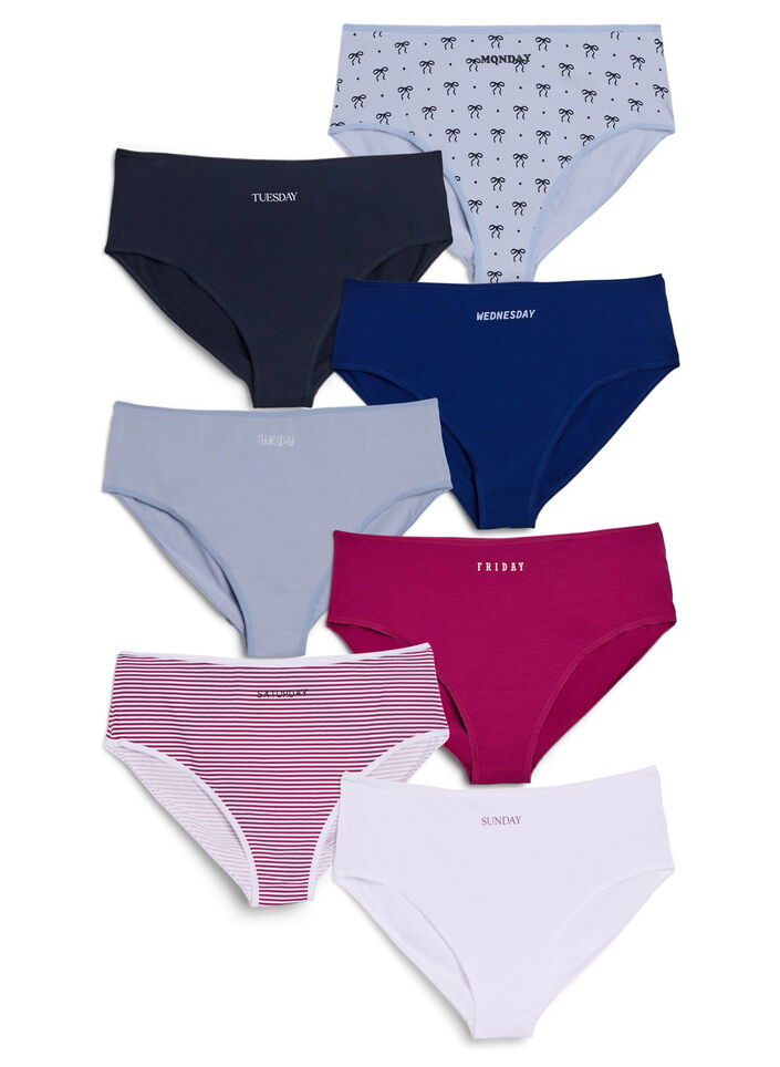 7-pack panties met normale taille, Blauw, Packshot image number 0