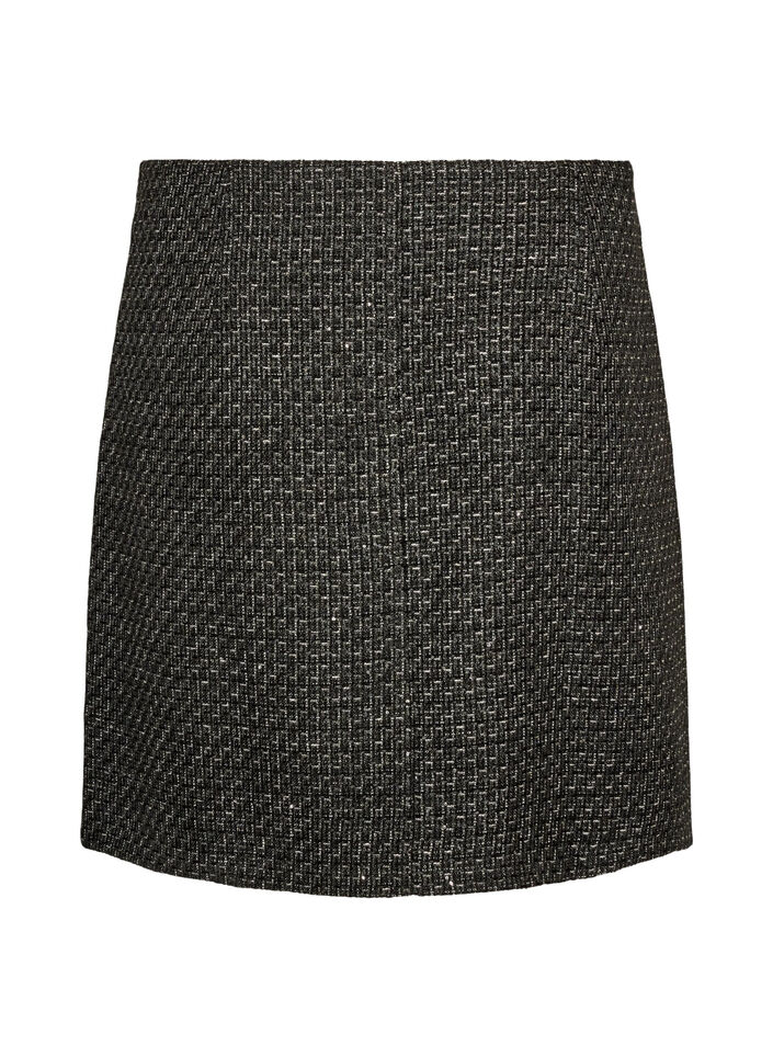 Jupe courte en boucl&eacute; avec sequins, Noir, Packshot image number 1