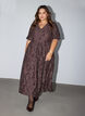Robe midi en jacquard floral, Marron, Model image number 0