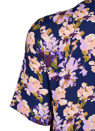Viscose jurk met korte mouwen en print, Small Flower AOP, Packshot image number 3