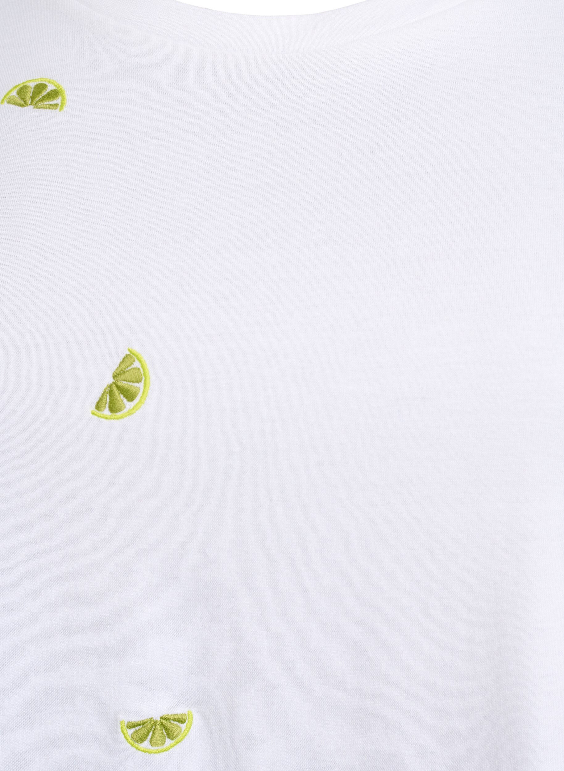 ZizziT-shirt in biologisch katoen met geborduurde motieven, Wit, Packshot image number 2