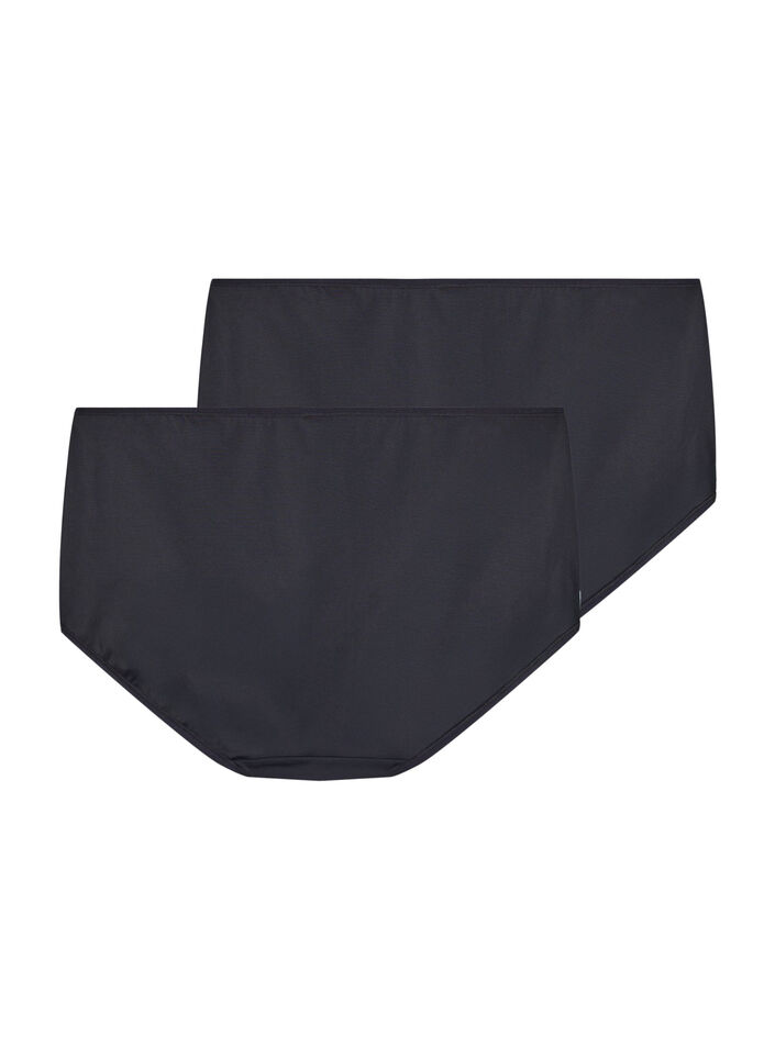 Pack de 2 culottes avec taille régulière, Noir, Packshot image number 1