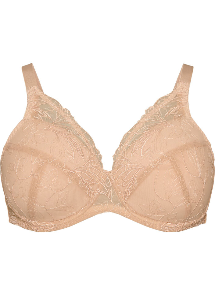 Soutien-gorge rembourr&eacute; en dentelle avec armatures, Beige, Packshot image number 0