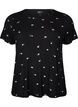 Pyjama top met bloemenprint en geribde textuur, Zwart, Packshot image number 0