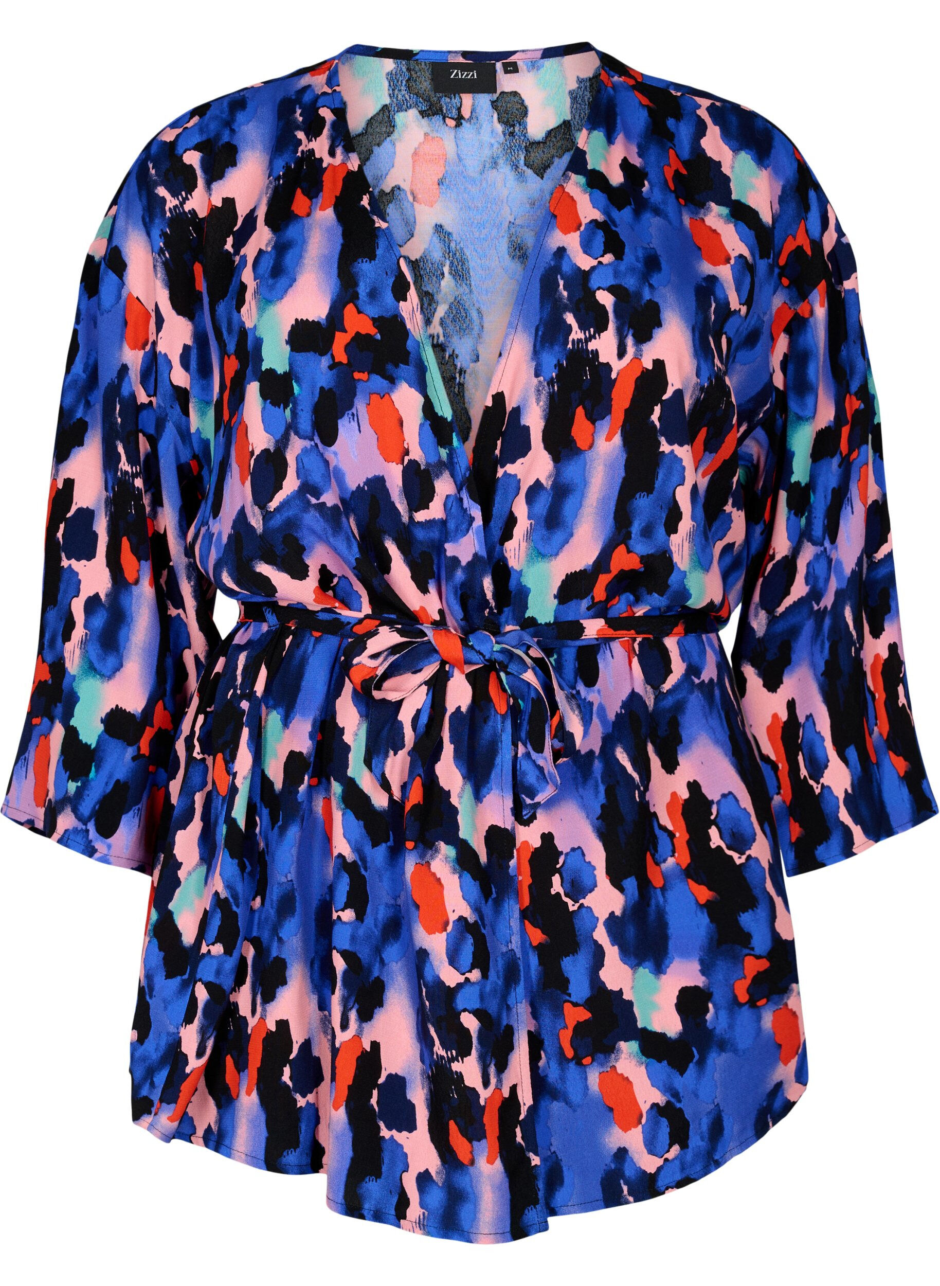 Zizzi	 Kimono in viscose met print, Colorful Animal, Packshot image number 0