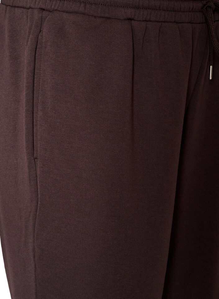 Sweatpants met hoge taille en trekkoord, Bruin, Packshot image number 2