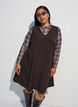 Robe coupe &eacute;vas&eacute;e sans manches &agrave; fines rayures, Marron, Model image number 0