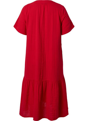 Midi-jurk met korte mouwen van katoen, Barbados Cherry, Packshot image number 1