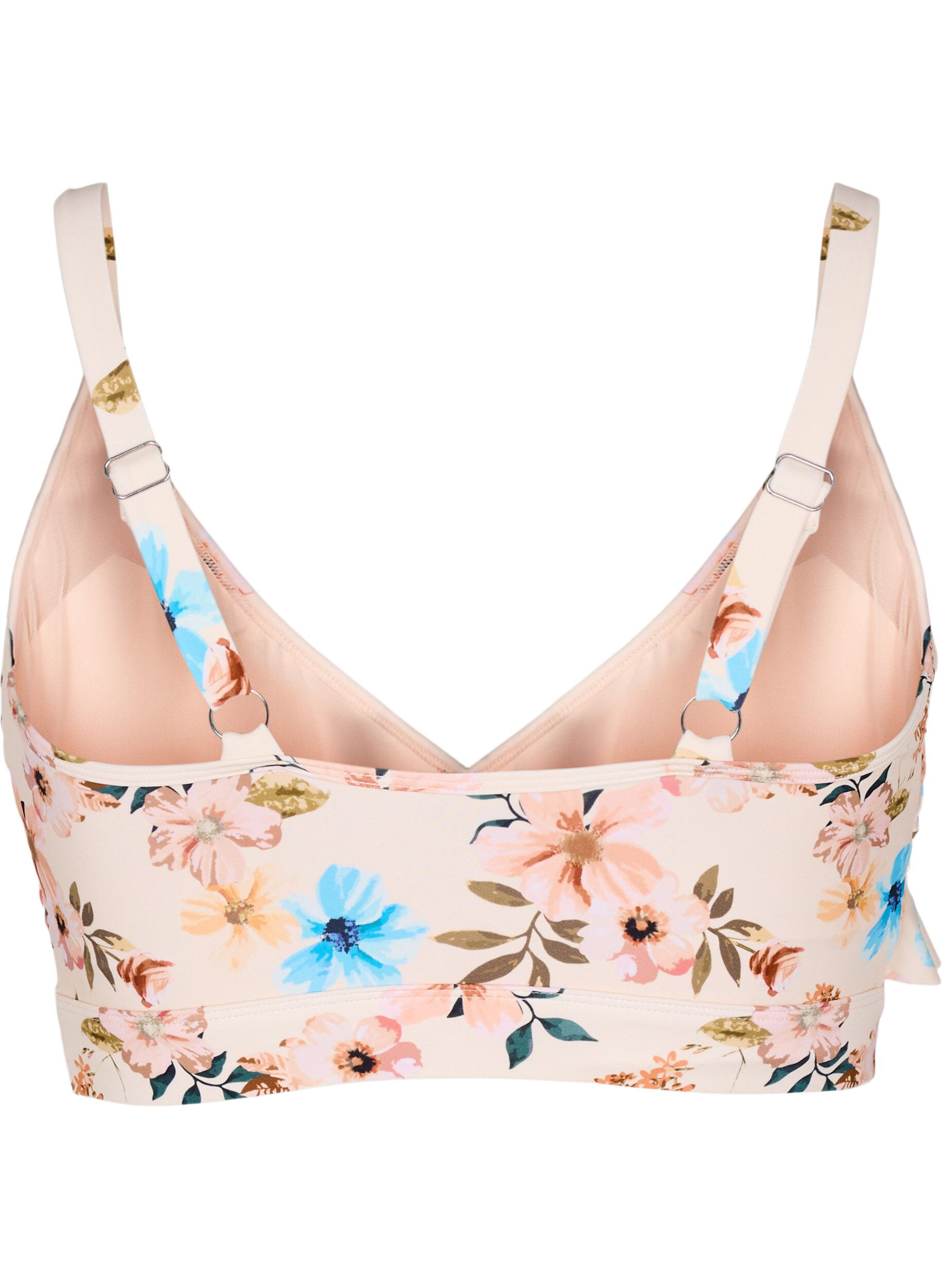ZizziBloemen bikinitop met ruches, Beige, Packshot image number 1