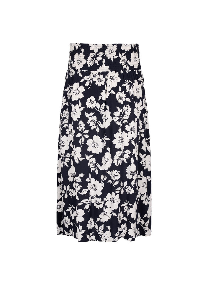 FLASH - Maxi rok in viscose met smokwerk, Blauw, Packshot image number 1
