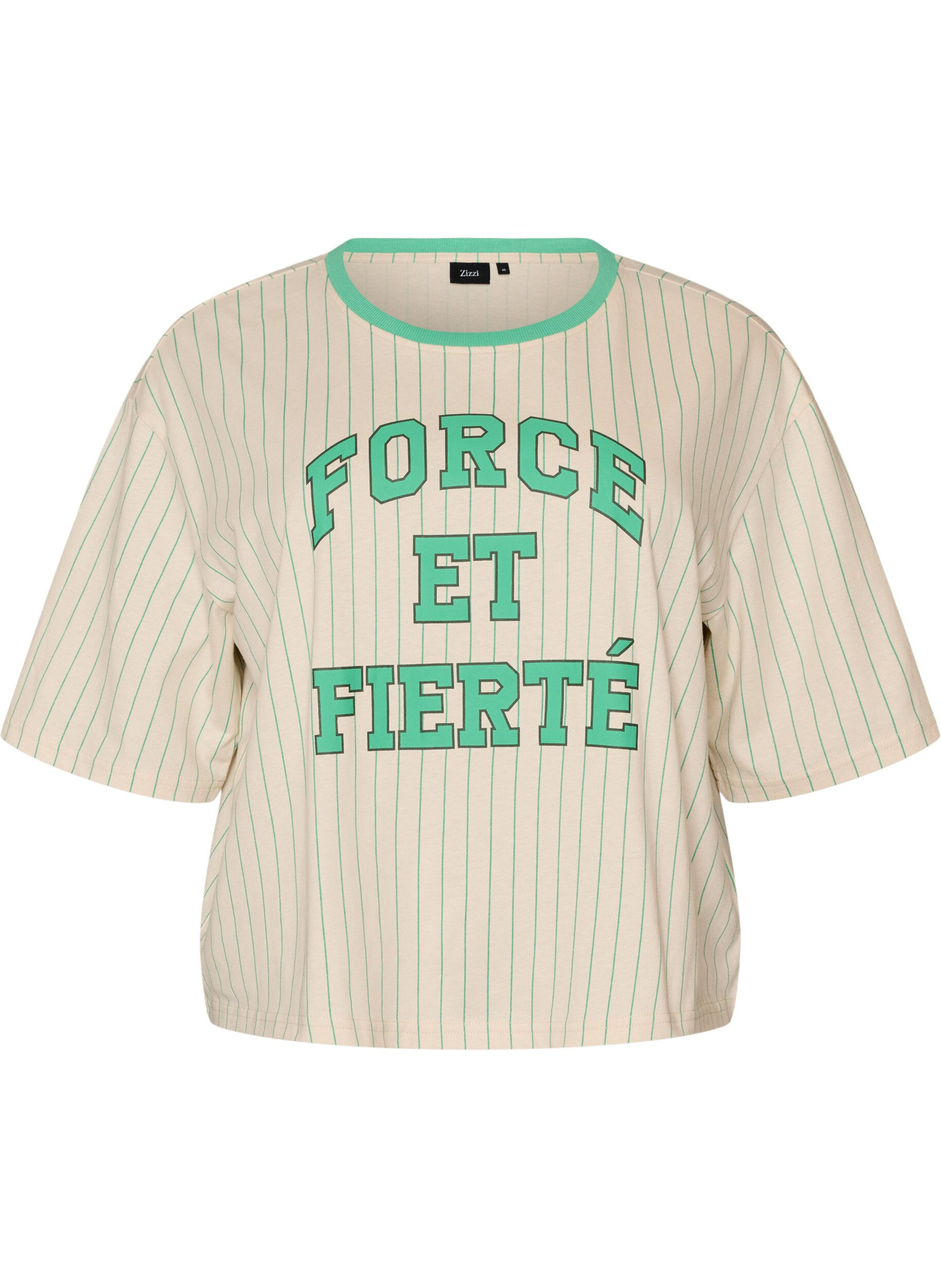 Boxy T-shirt met strepen en statement print