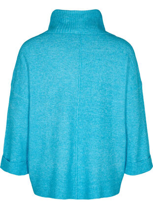 Gebreide blouse met lange mouwen en coltrui, Malibu Blue Mel., Packshot image number 1
