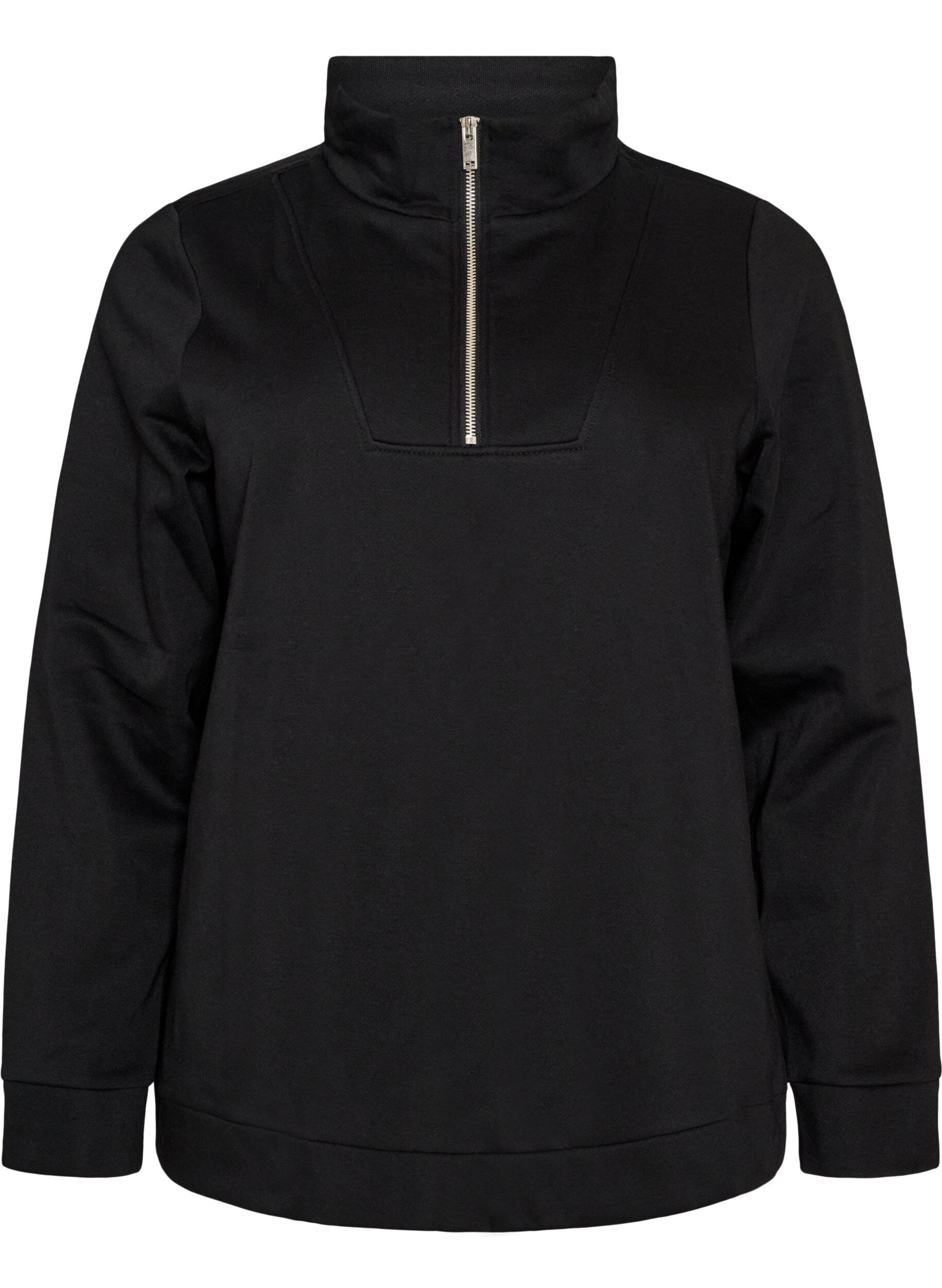ZizziSweat-shirt avec col montant et fermeture zipp&eacute;e, Noir, Packshot image number 0