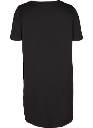 Katoenen jurk met zakken en korte mouwen, Solid Black, Packshot image number 1