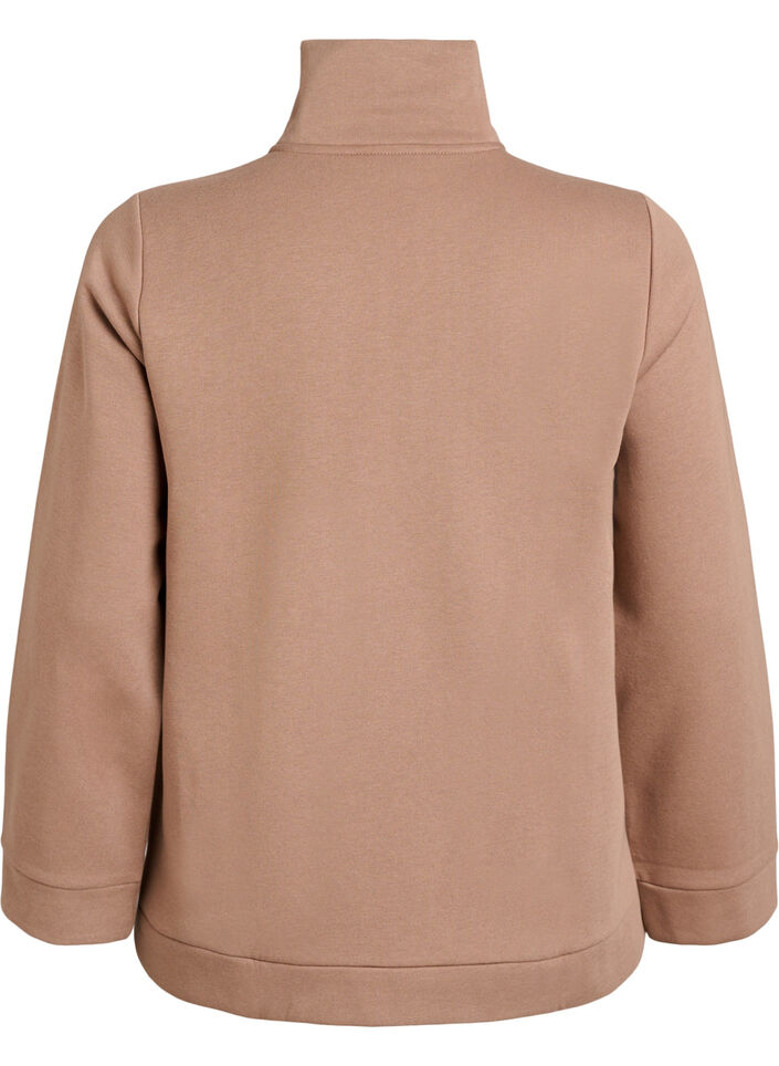 Sweatshirt à col montant et fermeture zippée, Marron, Packshot image number 1