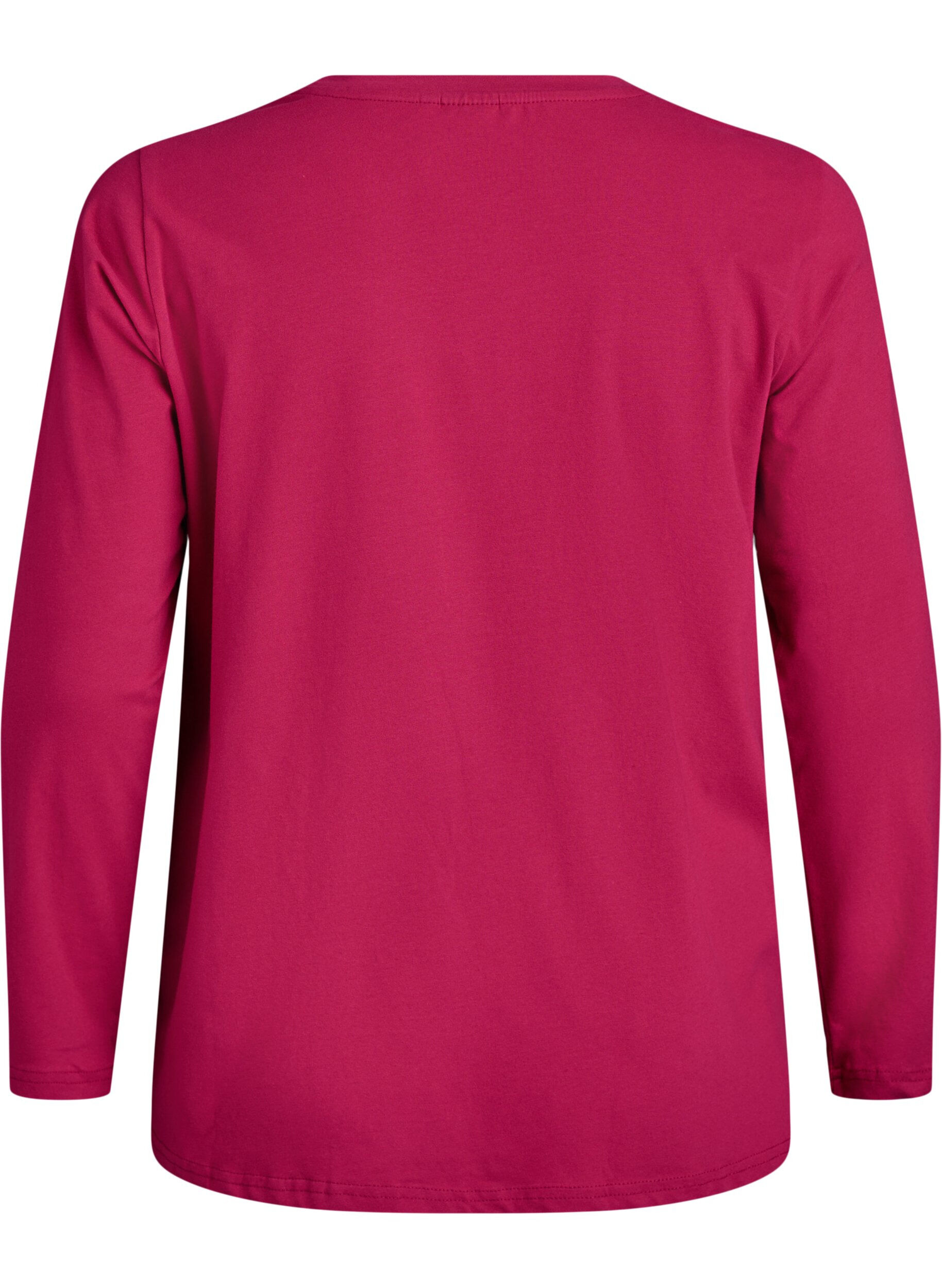 ZizziTop basic en jersey avec manches longues, Rose, Packshot image number 1