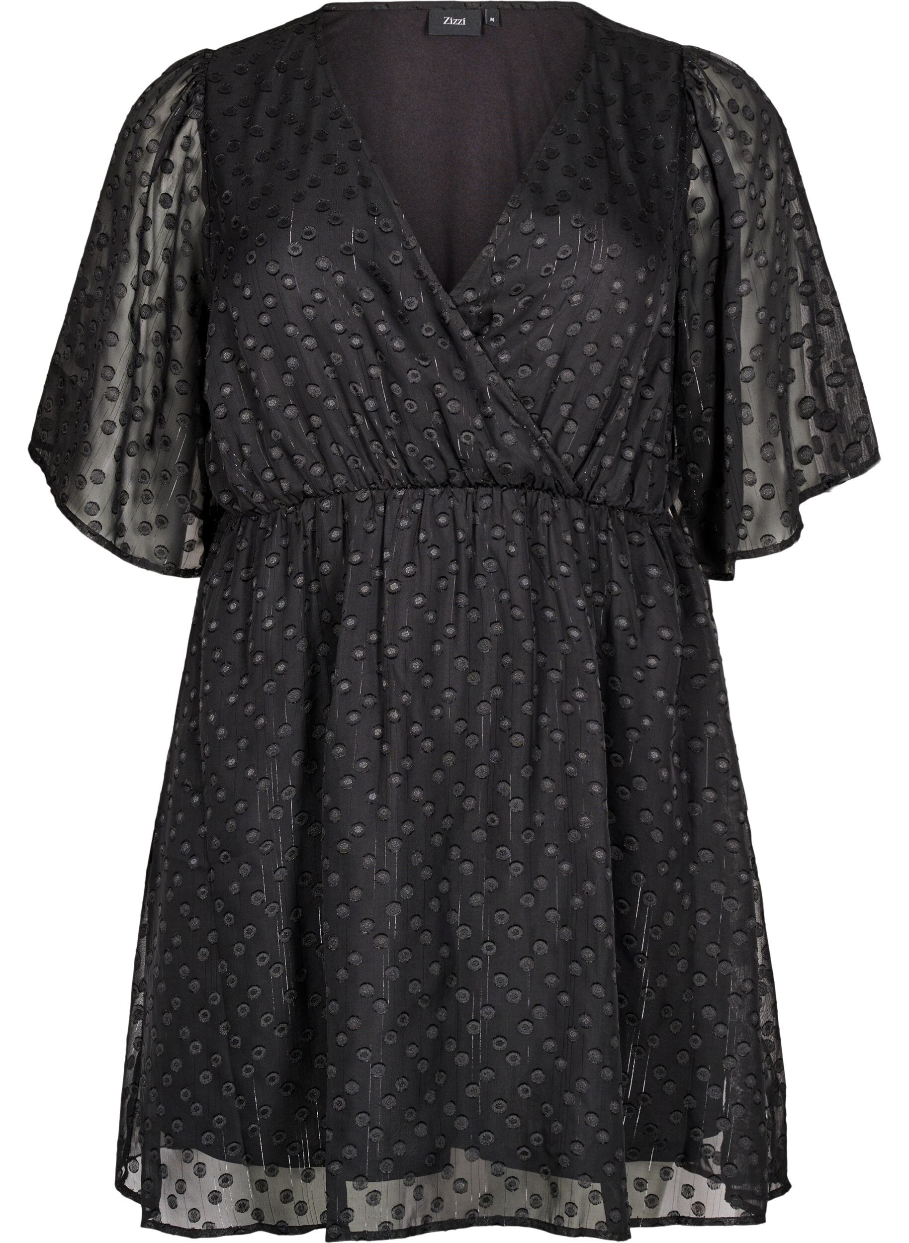 Zizzi Robe courte &agrave; manches chauve-souris, Black, Packshot image number 0