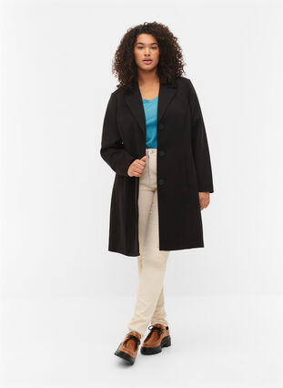 Manteau long avec fermeture à boutons, Black, Model image number 3