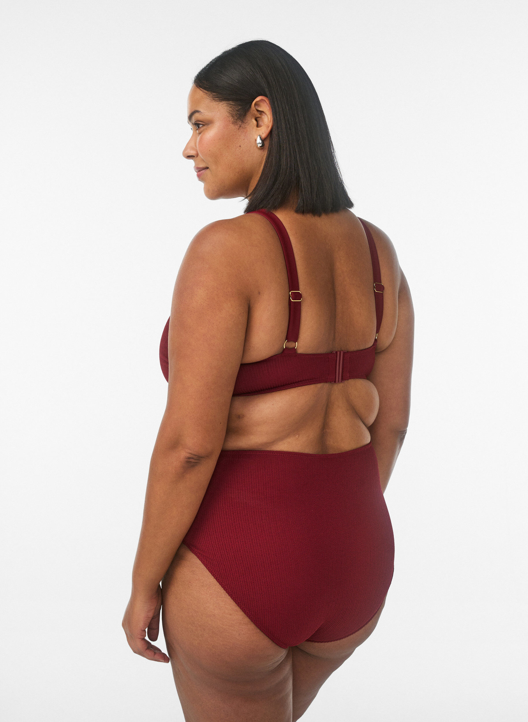 ZizziBikinibroekje met hoge taille en textuur, Rood, Model image number 1