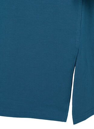 Robe à manches courtes en coton avec fente, Majolica Blue, Packshot image number 3