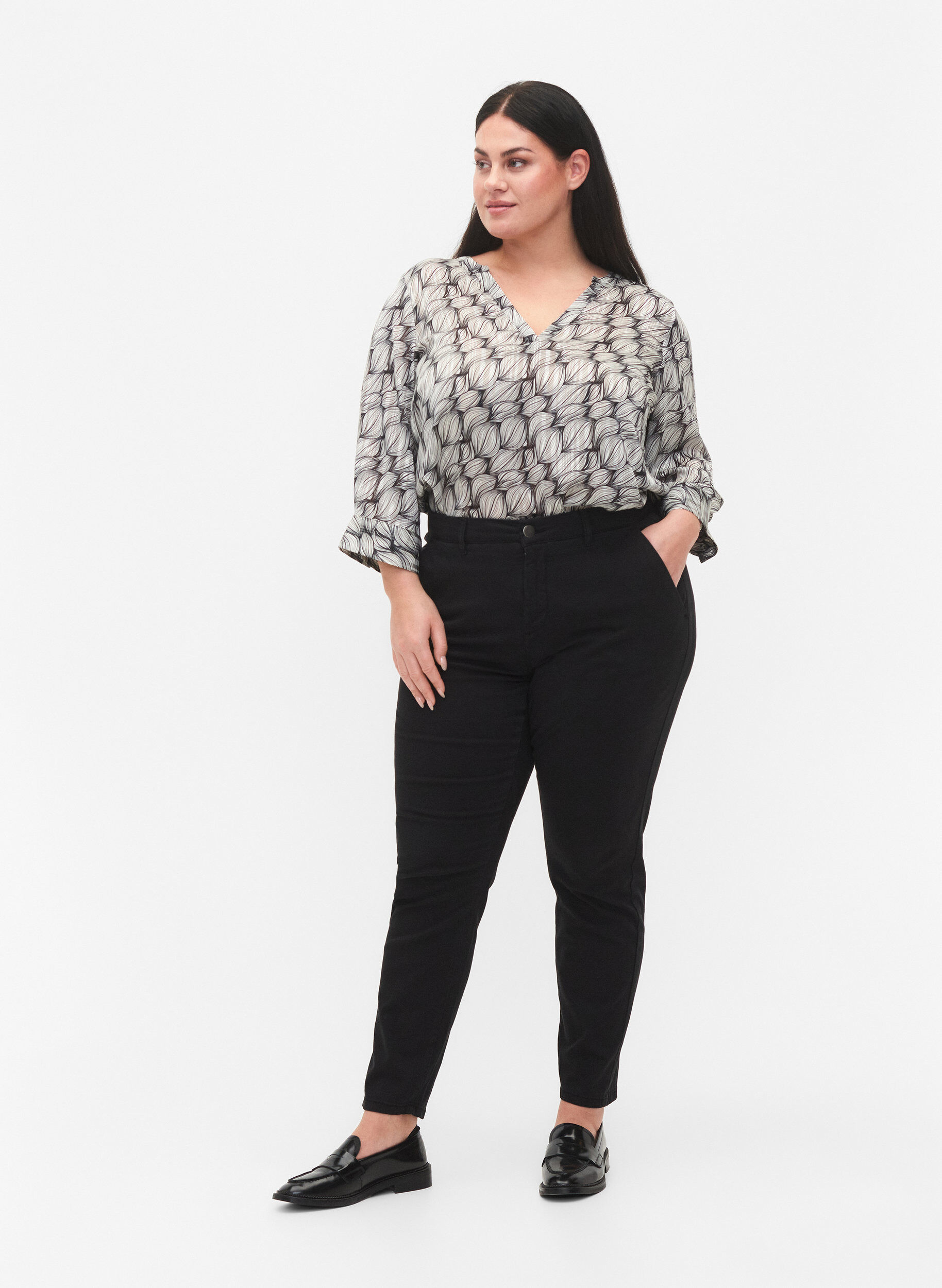 Zizzi Chinos en coton, Black, Model image number 0